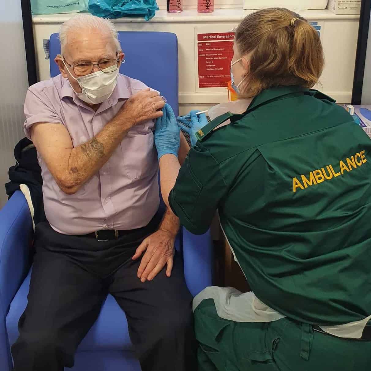 Featured image for “War veteran, 94, first to get coronavirus vaccine in Basildon”