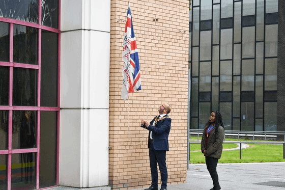 Featured image for “Mayor and Youth Mayor raise Armed Forces flag”