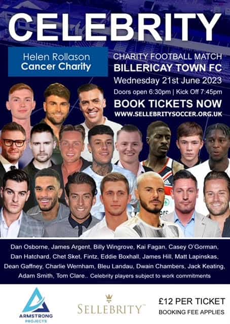 Featured image for “Celebrity charity match at Billericay Town FC on Wednesday 21st June 2023”