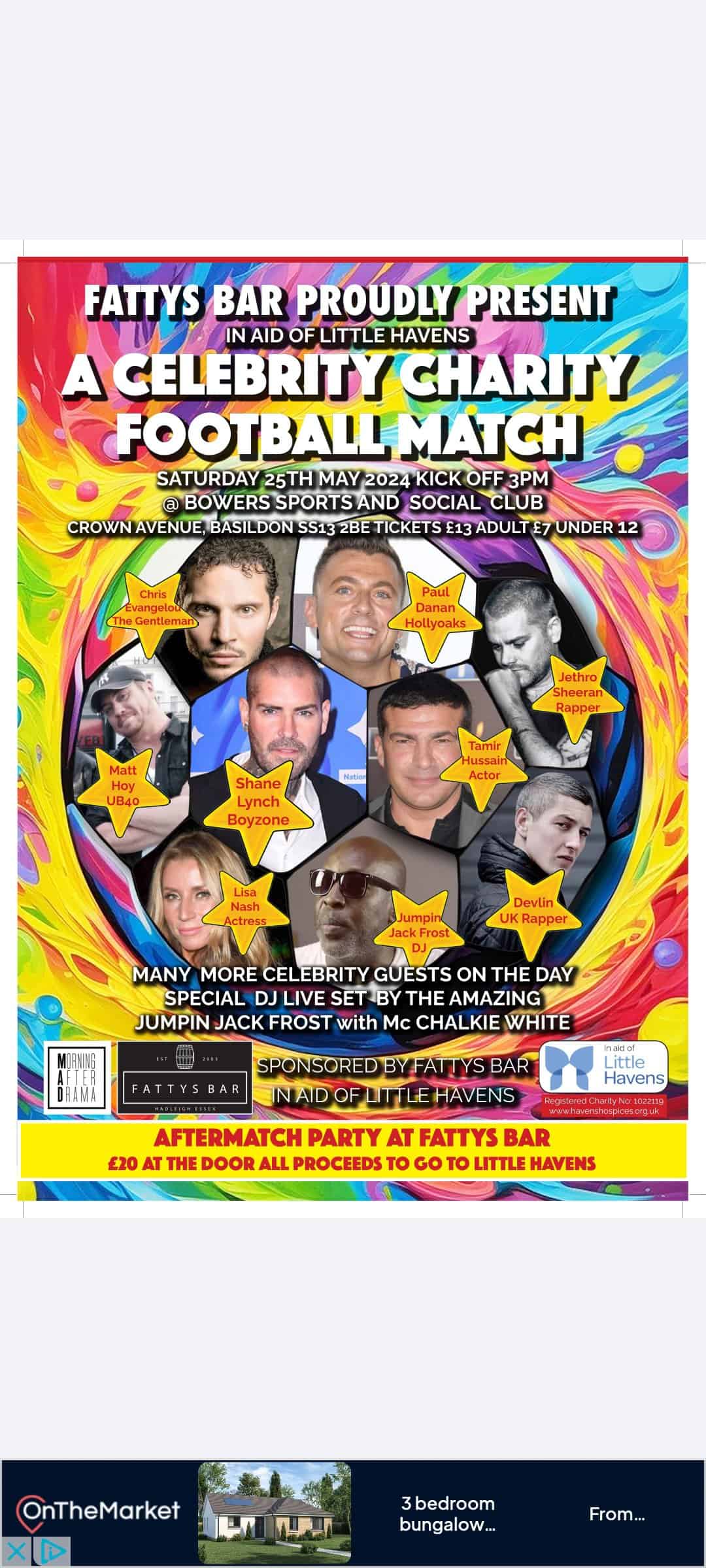 Featured image for “Celebrity charity football match taking place at Bowers & Pitsea”